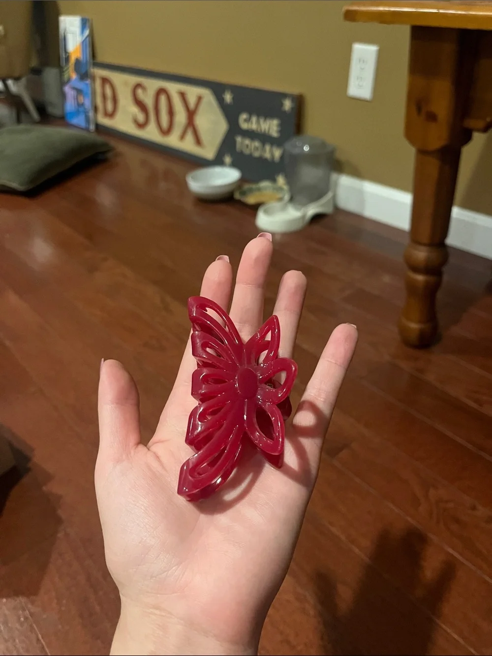 Red Flower Claw Hair Clip for Women - Classic Hold